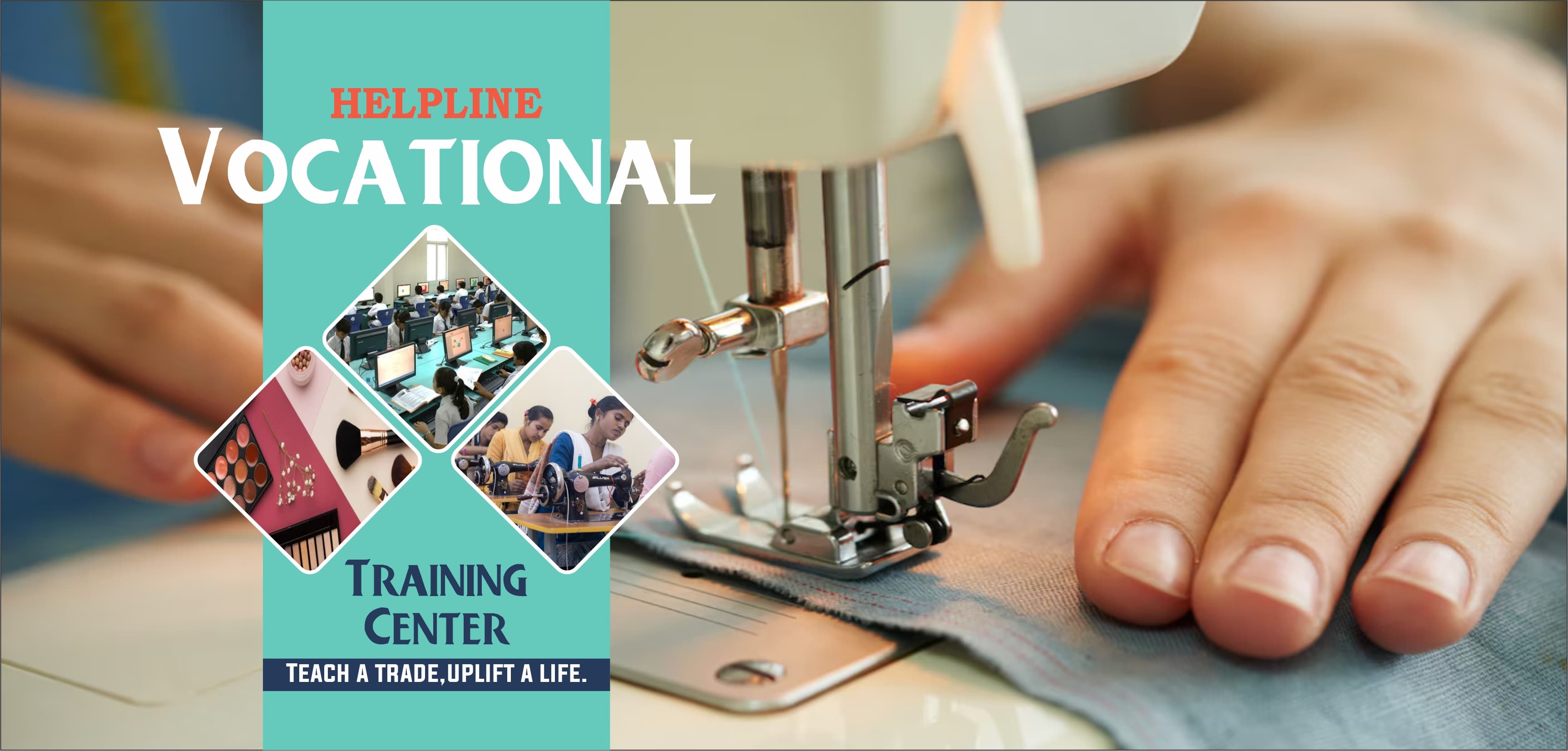 Trainees learning practical skills at a Helpline vocational training center